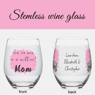Verre À Vin Sans Pied Une mère sur un million rose floral