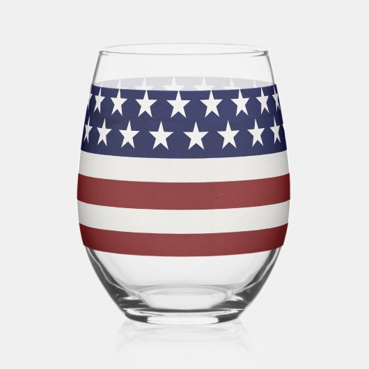 Verre À Vin Sans Pied USA American Flag Patriotic Juillet 4 Personnalisé (Verso)