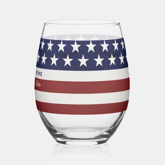 Verre À Vin Sans Pied USA American Flag Patriotic Juillet 4 Personnalisé (Gauche)