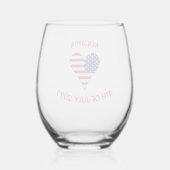 Verre À Vin Sans Pied USA Flag Heart Funky Personnalisé (Verso)