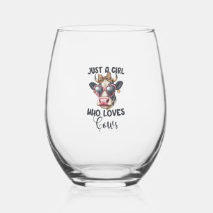 Verre À Vin Sans Pied Vache Aime Juste Une Fille Qui Aime Les Vaches _1