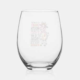 Verre À Vin Sans Pied Vache mignonne insolente graphique vintage Smart M