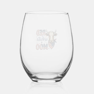 Verre À Vin Sans Pied Vache Patriotique Rouge Blanc Moo Chemise 4 Juille