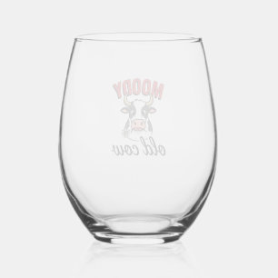 Verre À Vin Sans Pied Vache Vieille Humeur Vintage Dessin de T-Shirt de