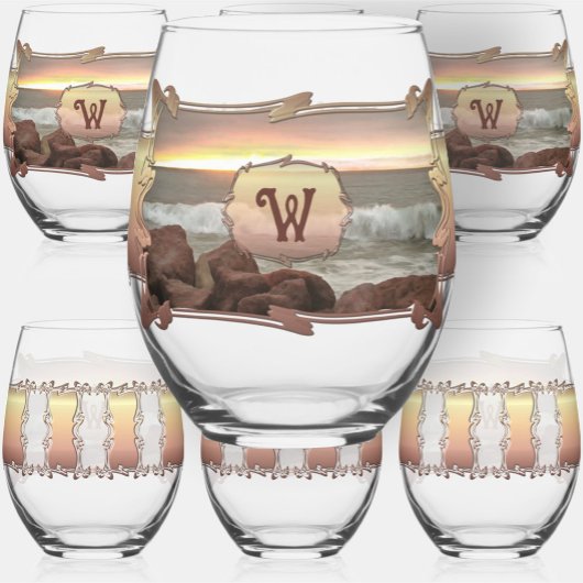 Verre À Vin Sans Pied Vagues et boulders 0893