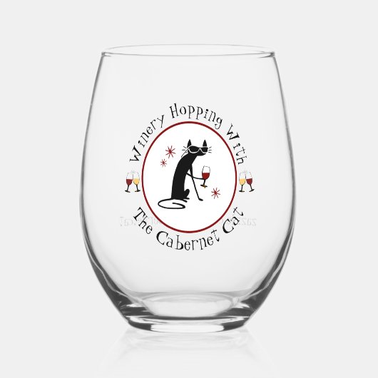 Verre À Vin Sans Pied Vaisseau Avec Chat Cabernet (Recto)