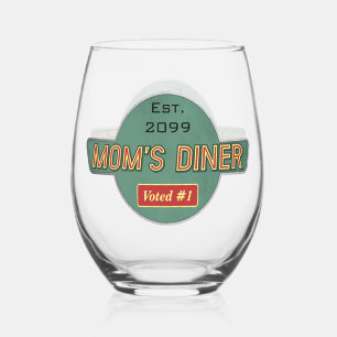 Verre À Vin Sans Pied Vaisselle Retro Diner de maman
