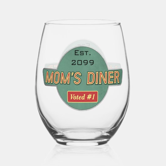 Verre À Vin Sans Pied Vaisselle Retro Diner de maman (Recto)