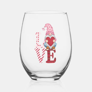 Verre À Vin Sans Pied Valentines Day Gnome Love Couple Cadeaux pour elle