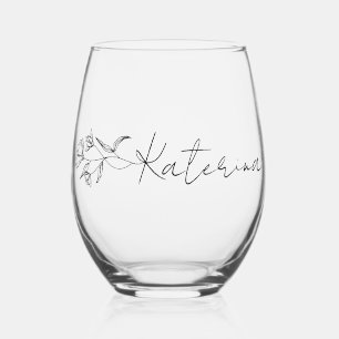 Verre À Vin Sans Pied Verre de vin sans pierre personnalisé Élégant flor