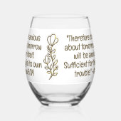 Verre À Vin Sans Pied Verse biblique Simple Botanique Brown et blanc | (Gauche)