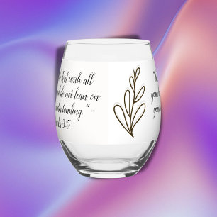 Verre À Vin Sans Pied Verse biblique Simple Botanique Brown et blanc