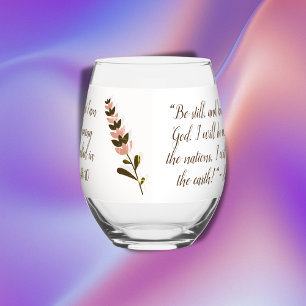 Verre À Vin Sans Pied Verse biblique Simple Botanique Brown et rose