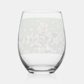 Verre À Vin Sans Pied Vert fleur rose (Verso)