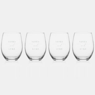 Verre À Vin Sans Pied Vert sauge personnalisé pour mariage