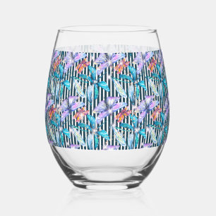 Verre À Vin Sans Pied Vignoble sans pierre avec papillons colorés