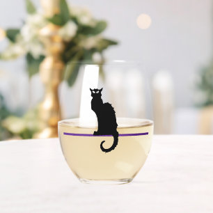 Verre À Vin Sans Pied Vin de chat noir, amoureux des chats, cadeau amate