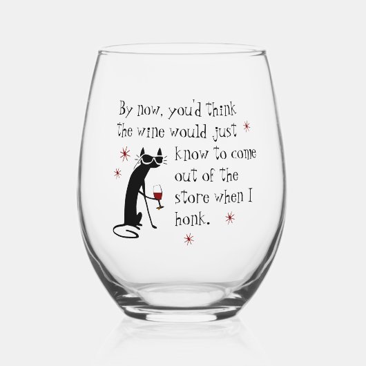 Verre À Vin Sans Pied Vin doit connaître Citation drôle avec chat (Recto)