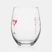 Verre À Vin Sans Pied Vin rose rosé personnalisé et citation de l'auteur (Droite)