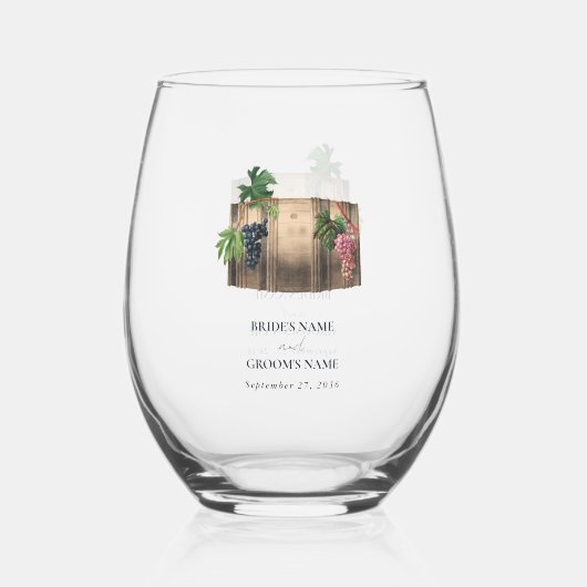 Verre À Vin Sans Pied Vin rustique Barrel Vignoble Mariage (Verso)