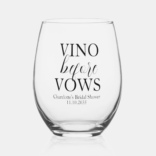 Verre À Vin Sans Pied Vino avant les Voeux Mariage sur mesure (Recto)