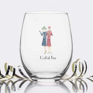 Verre À Vin Sans Pied Vintage Dames Cocktail Time Glass