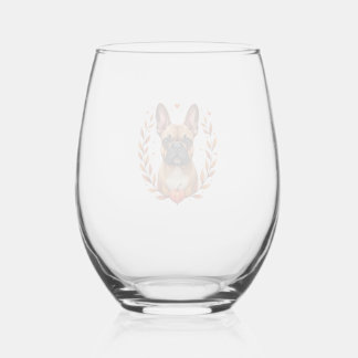 Verre À Vin Sans Pied Vintage French Bulldog with Autumn Leaf Wreath and