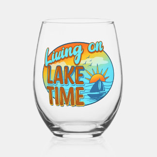 Verre À Vin Sans Pied Vivre à Lake Time Vin sans tige
