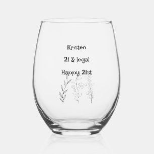 Verre À Vin Sans Pied Vous avez 21 ans, anniversaire personnalisé