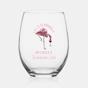 Verre À Vin Sans Pied Week-end de fête de Bachelorette de flamant rose d