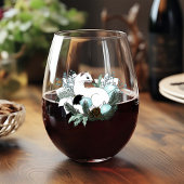 Verre À Vin Sans Pied White Ermine Blue Christmas Snowflakes