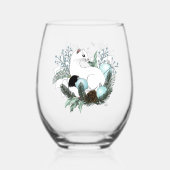 Verre À Vin Sans Pied White Ermine Blue Christmas Snowflakes (Verso)