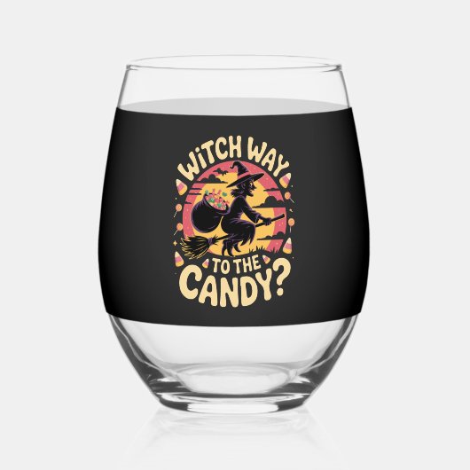 Verre À Vin Sans Pied Witch Way to the Candy Halloween T-shirt (Recto)