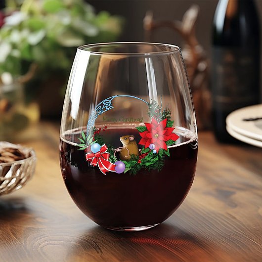 Verre À Vin Sans Pied Wreath de la souris de Noël