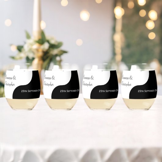 Verre À Vin Sans Pied Yin Yang Mariage noir et blanc (Insitu (Mariage))