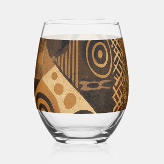 Verre À Vin Sans Pied Yoruba conceptions africaines dans les tons de ter
