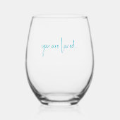 Verre À Vin Sans Pied You are loved Turquoise Wedding Favor (Recto)