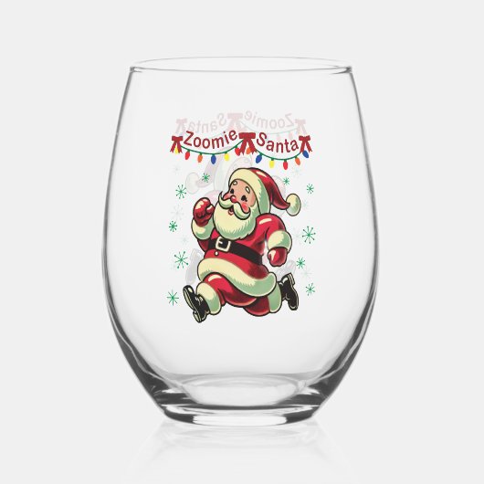 Verre À Vin Sans Pied Zoomie Père Noël Noël (Recto)