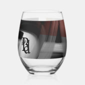 Verre à vin sans pierre Art Abstrait Poudre noire (Gauche)