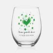 Verre à vin St Patrick's Day avec trèfle vert (Recto)