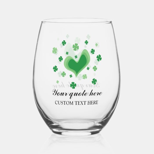 Verre à vin St Patrick's Day avec trèfle vert (Recto)