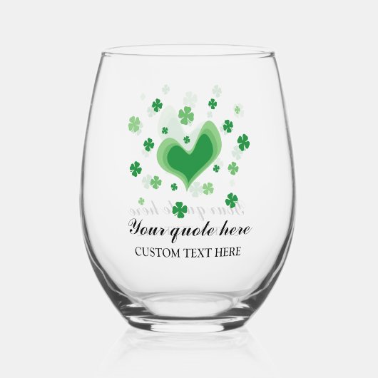 Verre à vin St Patrick's Day avec trèfle vert (Verso)