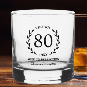 Verre À Whisky 80e anniversaire Âgé à la perfection Nom personnal
