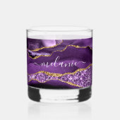 Verre À Whisky Agate Purple Gold Parties scintillant Marbre Nom p (Recto)