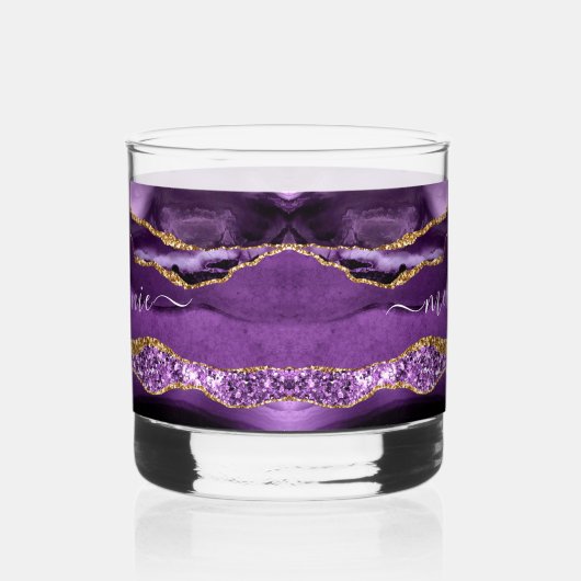 Verre À Whisky Agate Purple Gold Parties scintillant Marbre Nom p (Droite)