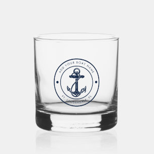 Verre À Whisky Ancre nautique Nom du bateau Marine Blue Boat Cust