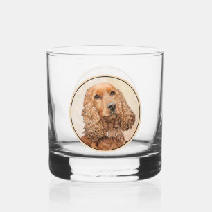 Verre À Whisky Anglais Cocker Peinture Espagnole - Art Chien orig