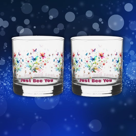 Verre À Whisky Aquarelle florale simple Abeille