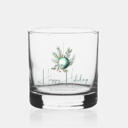 Verre À Whisky Aquarelle Vert ornement tendance Fête de vacances