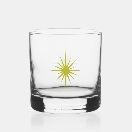 Verre À Whisky Avocado Green années 1950 Starburst atomique mi-si (Verso)